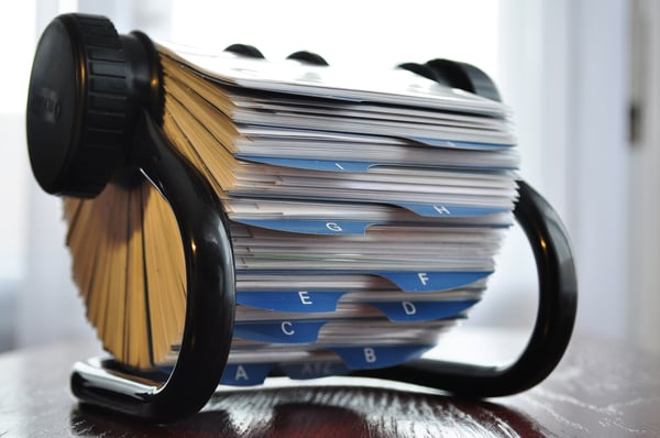 Rolodex with several cards