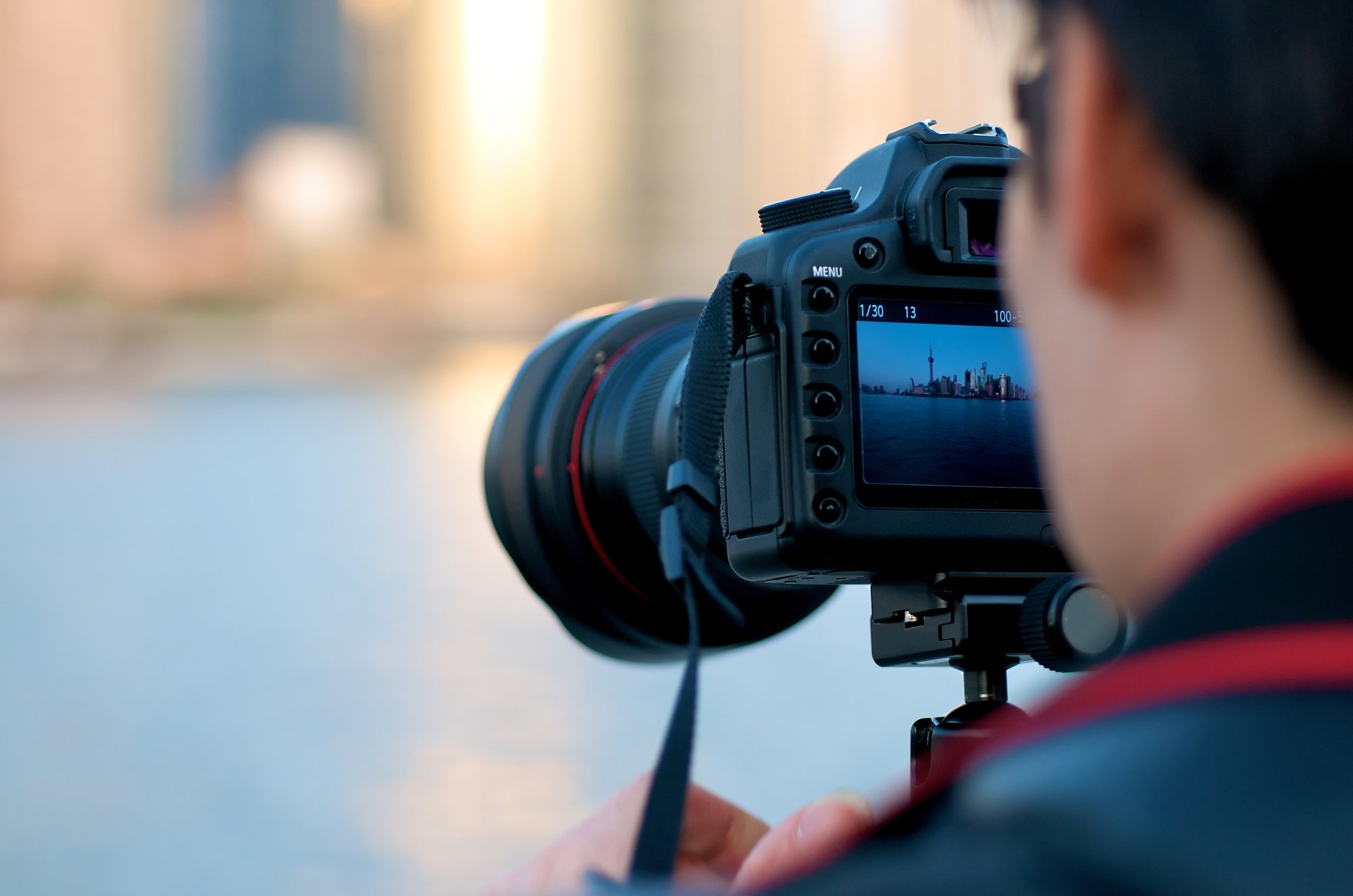 a photographer lining up a shot